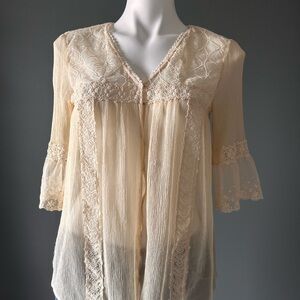 Free People Cream Lace Blouse